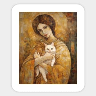 Woman and cats III Sticker